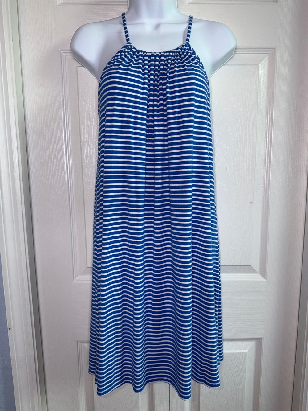 3 for $20 CUPIO Royal Blue and White Striped Halter Swing Dress Sleeveless Small